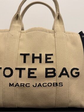 Marc Jacobs Beige Canvas Tote Bag with Black Logo